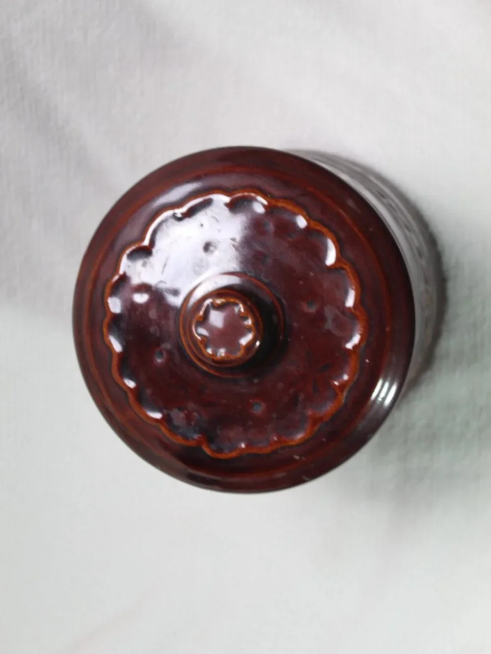 Marcrest Stoneware 1950's Brown Cookie Jar Daisy and Dot Oven-Proof Mid-Century